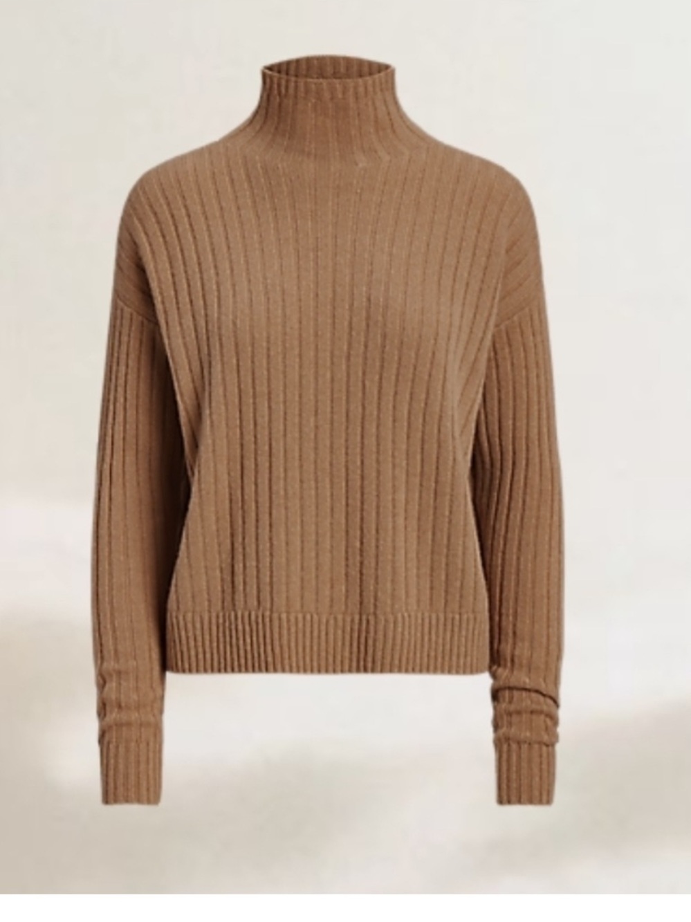 Lauren Ralph Lauren Camel Ribbed Turtleneck Sweater( washable cashmere) - Picture 4 of 8